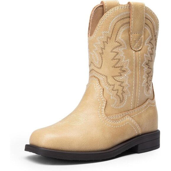 ⭐ Dream Pairs Cowboy Boots Square Toe Riding Mid Calf Toddler Little Boys  Girls